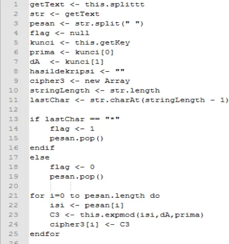 Gambar 3.10 Pseudocode Algoritma Dekripsi Massey-Omura 
