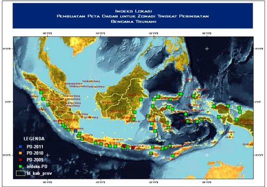 Gambar 1. Indeks lokasi pembuatan Peta Dasar Zonasi Tingkat Peringatan Tsunami   