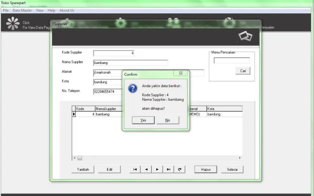 Gambar 17 form hapus data supplier