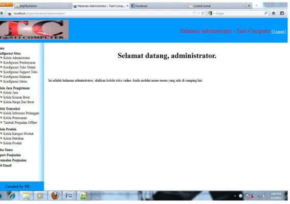 Gambar 4.15 Tampilan Halaman Utama Admin 
