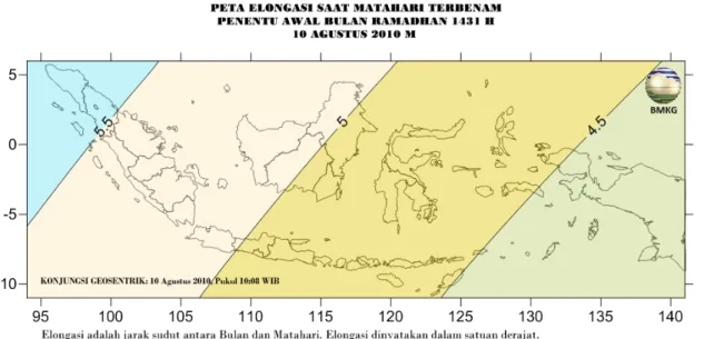 Gambar 4. Peta Elongasi untuk pengamat di Indonesia 