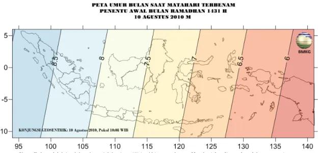 Gambar 5. Peta Umur Bulan untuk pengamat di Indonesia 