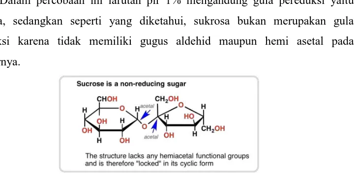 Gambar 6. Sukrosa bukan merupakan jenis gula pereduksi. 