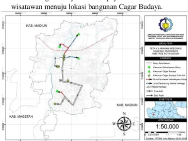 Gambar 2. Peta Jalur Pariwisata yang terintegrasi di kota Madiun 