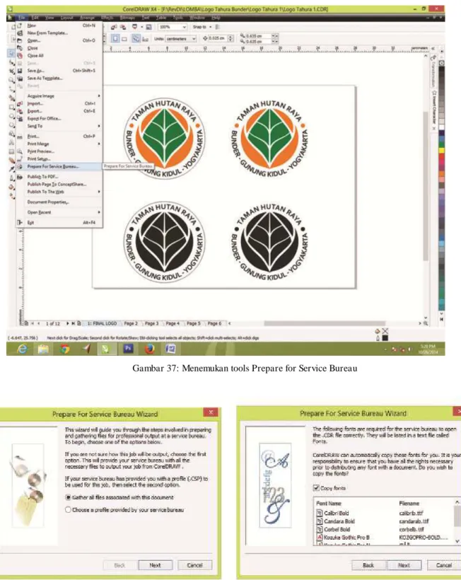 Gambar 37: Menemukan tools Prepare for Service Bureau 