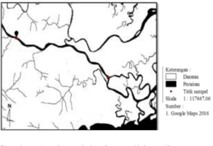 Gambar  1.    Peta  lokasi  penelitian  di  muara  Sungai  Lasolo  Sulawesi   Teng-gara