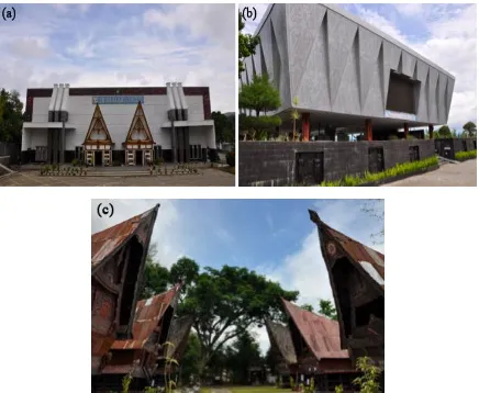 Fig. 1. (a) TB Silalahi‟s History museum (b) Museum Batak (c) Huta Batak 