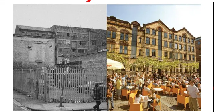 Gambar 4a dan 4b: Bangunan  The Councert Square Liverpool sebelum dan sesudah 