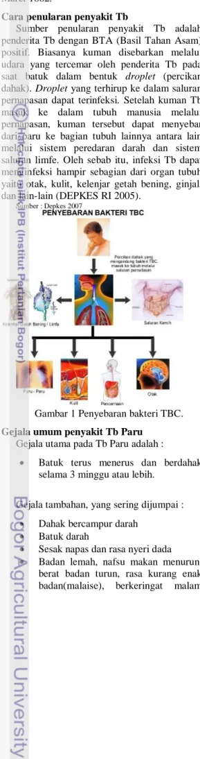 Gambar 1 Penyebaran bakteri TBC. 