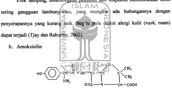 Gambar 2. Struktur amoksisilin (Ganiswara dkk., 1995).