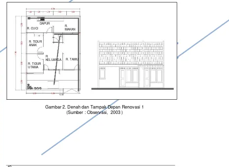 Gambar 2. Denah dan Tampak Depan Renovasi 1 