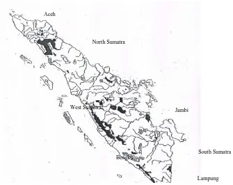 Gambar 1. Peta Sebaran Harimau Sumatera 