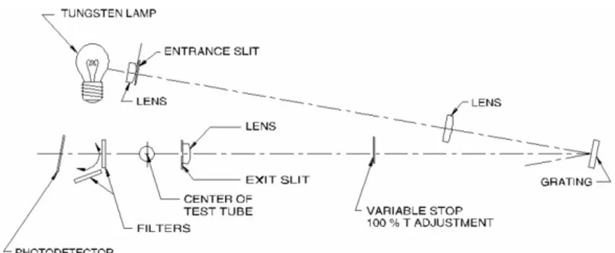 Gambar 1 Optikal diagram Spektronik 20D+ (User Guide 2007)