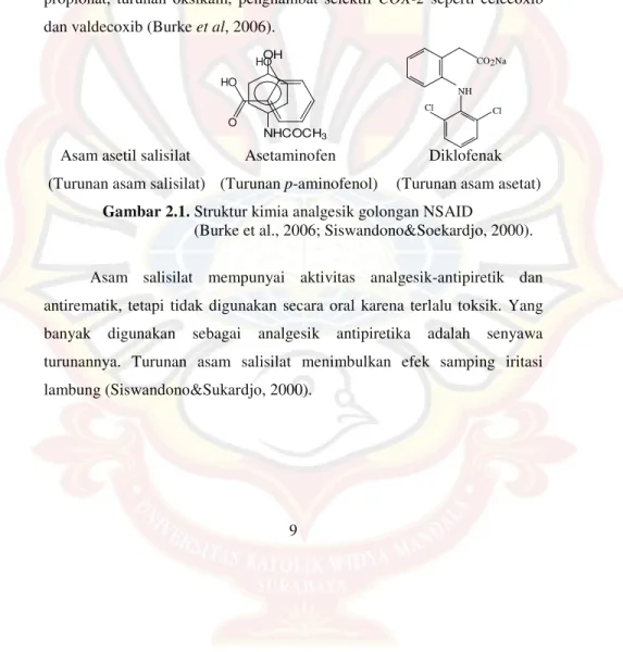 Gambar 2.1. Struktur kimia analgesik golongan NSAID  