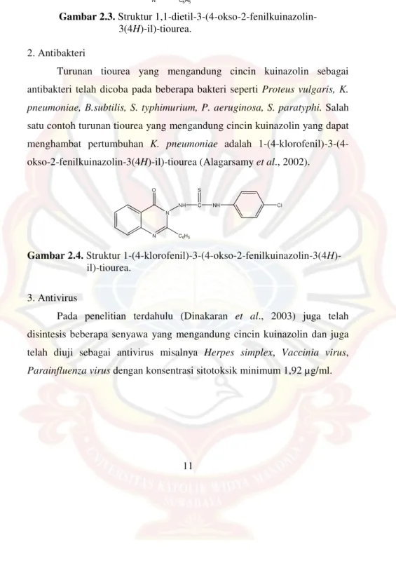 Gambar 2.4. Struktur 1-(4-klorofenil)-3-(4-okso-2-fenilkuinazolin-3(4H)- 1-(4-klorofenil)-3-(4-okso-2-fenilkuinazolin-3(4H)-il)-tiourea
