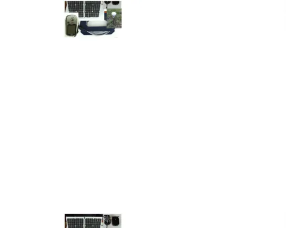 Gambar 6. Seperangkat peralatan penunjang survei mikrotremor: solar panel, kompas, GPS, dan kabel data