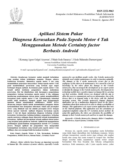 Aplikasi Sistem Pakar Diagnosa Kerusakan Pada Sepeda Motor 4 Tak ...