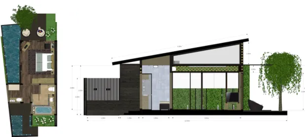 Gambar 1. Unit Plan Standard Room Type  Gambar 2. Section A – A’ Standard Room Type 
