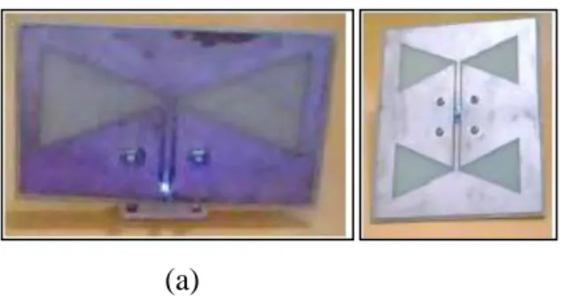 Gambar 2.3.Antena Mikrostrip Slot Bowtie (a) Desain I (kupu-kupu tunggal)  (b) Desain II (kupu-kupu ganda) 