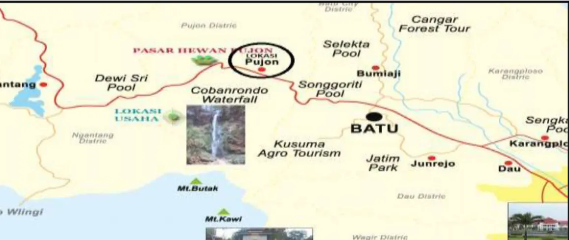 Gambar 1. Peta Lokasi PKM-M PASMABRICO di Desa Pandesari,  Kecamatan Pujon, Kabupaten Malang 