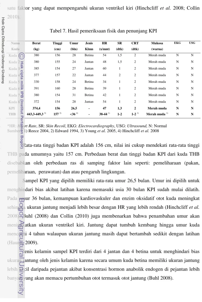 Tabel 7. Hasil pemeriksaan fisik dan penunjang KPI 