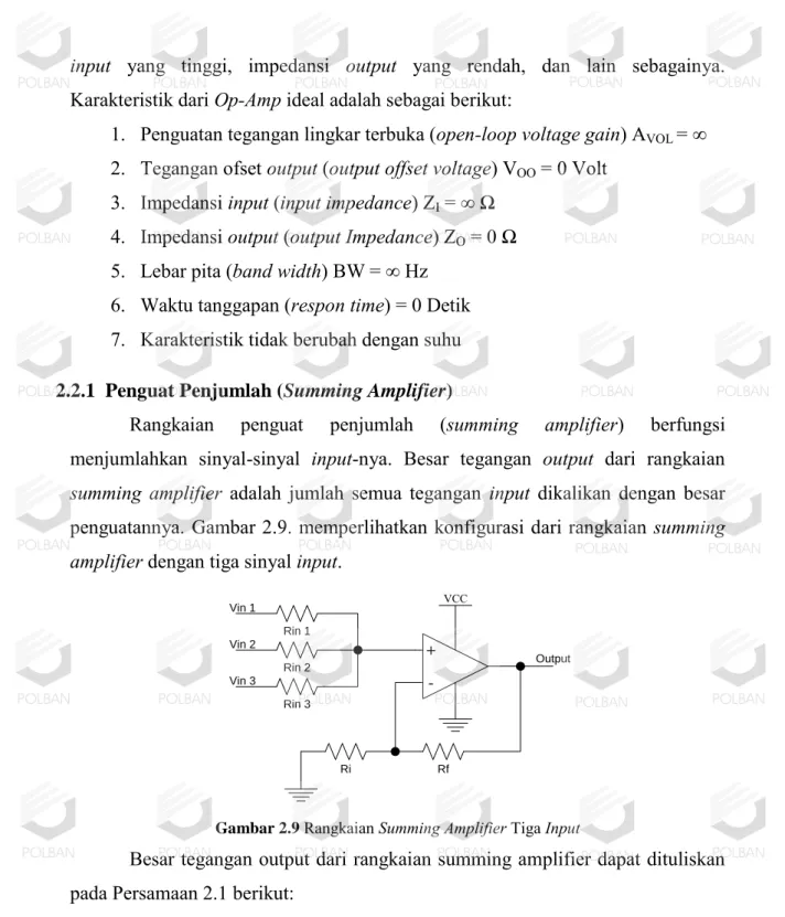 Gambar 2.9  Rangkaian Summing Amplifier Tiga Input 