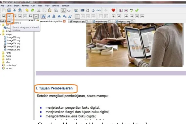 Gambar. Membuat Header untuk subtopik 