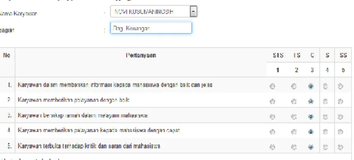 Gambar 10. Tampilan Pengisian Kuesioner  Karyawan 