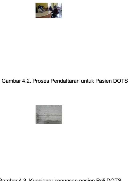 Gambar 4.3. Kuesioner kepuasan pasien Poli DOTSGambar 4.3. Kuesioner kepuasan pasien Poli DOTS 2.