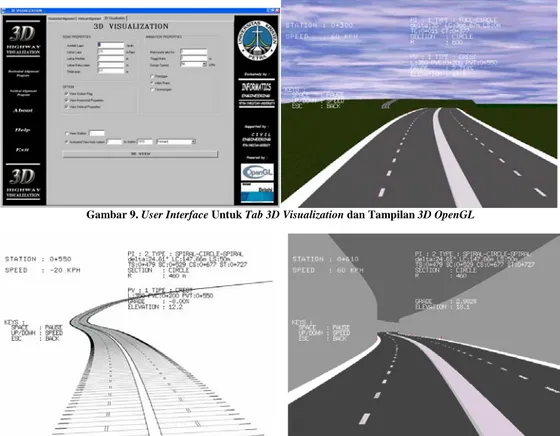 Gambar 9. User Interface Untuk Tab 3D Visualization dan Tampilan 3D OpenGL 