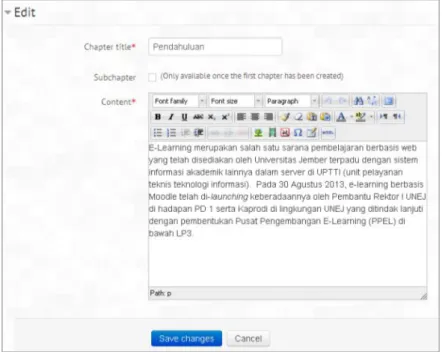 Gambar 3.9 Editor buku (chapter) 