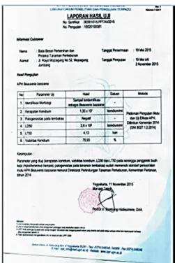 Gambar 8. Sertifikat hasil uji mutu Bio Bebe 