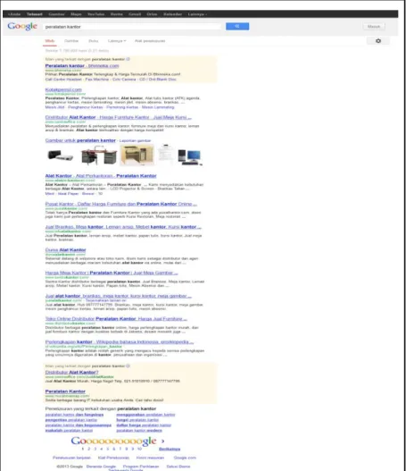 Gambar 4. 1 Hasil pencarian pada google.co.id (ditandai dengan tanda  kotak) 