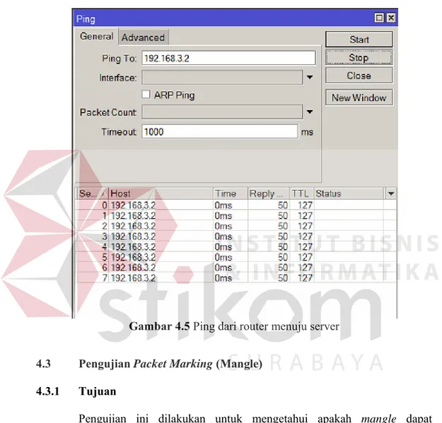 Gambar 4.5 Ping dari router menuju server 