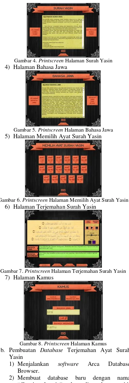 Gambar 4.  Printscreen Halaman Surah Yasin 