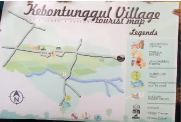 Gambar  1.  Peta  wisata  desa  Kebontunggul  kecamatan Gondang kabupaten Mojokerto. 