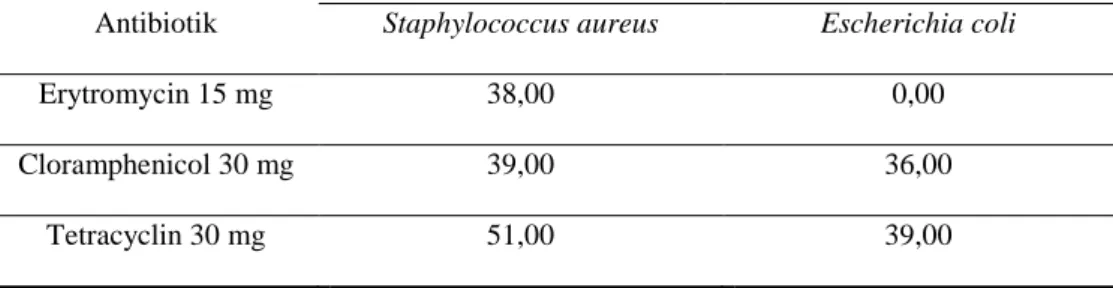 Tabel 4. Hasil Uji Potensi Antibiotik Sebagai Pembanding