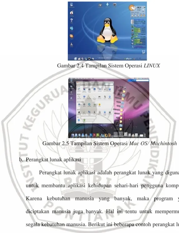 Gambar 2.5 Tampilan Sistem Operasi Mac OS/ Machintosh  b.  Perangkat lunak aplikasi 