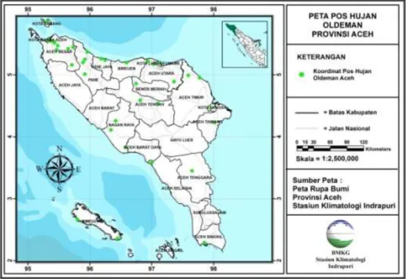 Gambar 3.1 Peta Pos Hujan Oldeman Provinsi Aceh 