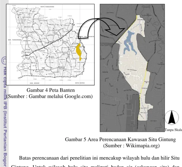 Gambar 5 Area Perencanaan Kawasan Situ Gintung  (Sumber : Wikimapia.org) 