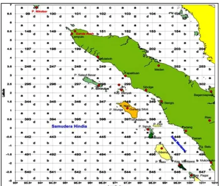 Gambar 1. Daerah Penelitian Pelagis Kecil di Samudera Hindia barat Sumatera.
