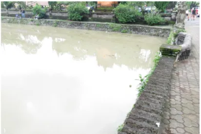 Gambar 3.2.1 Berikut merupakan bagian kolam yang ada pada Pura  Taman Ayun, dari kondisi kolam memiliki air yang keruh dikarenakan 