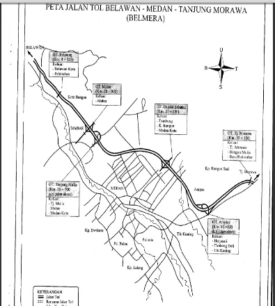 Gambar 2.6 Peta jalan tol Belawan – Medan – Tanjung Morawa 