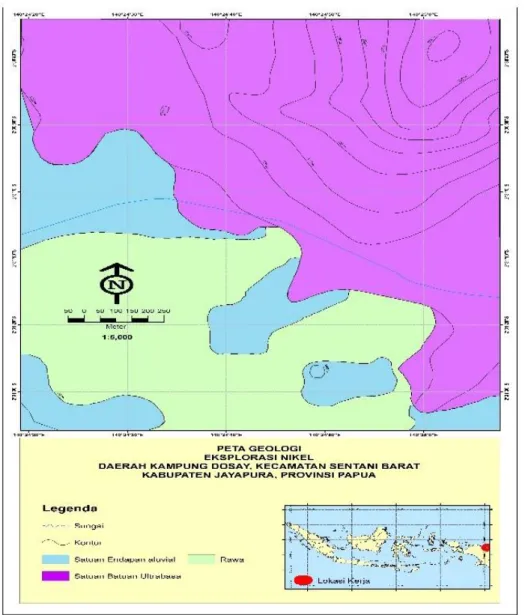 Gambar 5. Peta geologi di daerah penyelidikan  Indikasi mineralisasi ditandai oleh adanya 
