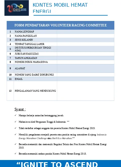 FORM PENDAFTARAN VOLUNTEER