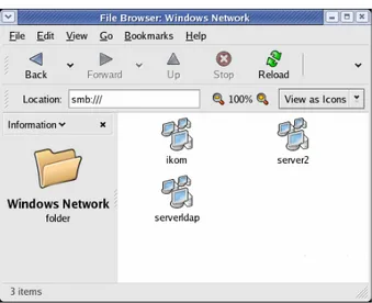 Gambar 2.13 Komputer Linux dalam jaringan komputer Windows 
