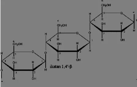 Gambar 6. Struktur selulosa (Fessenden, 1992). 