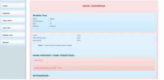 Gambar 7. Halaman hasil diagnpsa (solusi) 