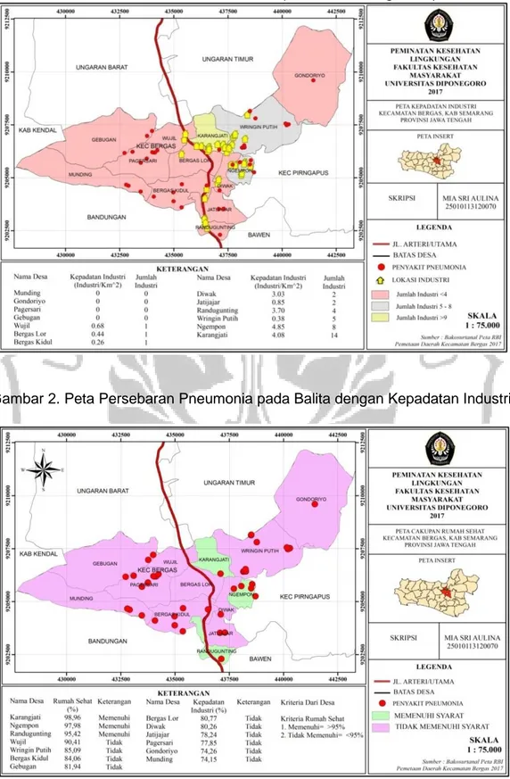 Gambar 1. Peta Persebaran Pneumonia pada Balita dengan Kepadatan 