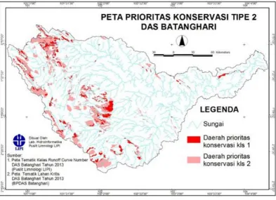 Gambar 7.  Peta prioritas konservasi tipe 1 DAS Batanghari.    